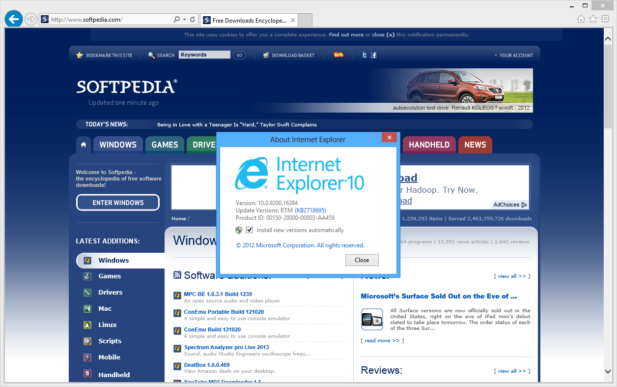 internet explorer 10 32 bit vista